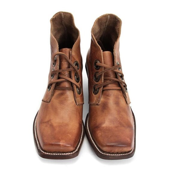 John Fluevog I Believe High Simon Leather Heel / W11 / M9 / Brown Lace-Up Unisex - Picture 3 of 14